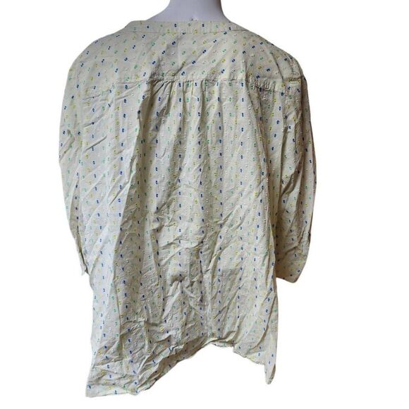 Denim & Company Yellow Polka Dot Button Down Shirt (2X) - Picture 4 of 5